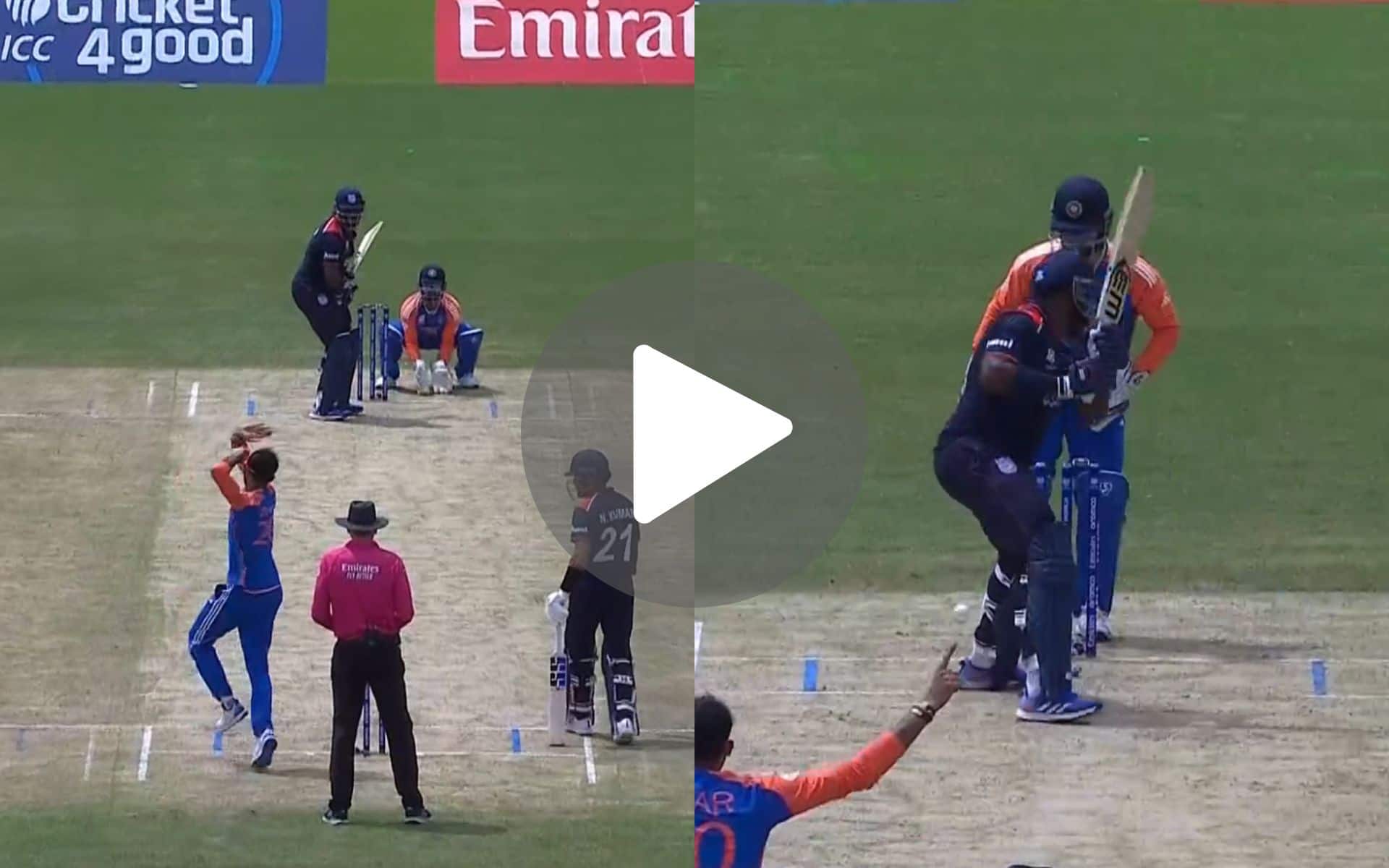 [Watch] USA's Taylor Attempts To 'Break The Wickets With Bat' After Axar Patel Cleans Him Up